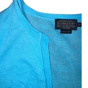 Pendleton Blue Linen Cotton Open Front Cardigan Sweater Womens Medium